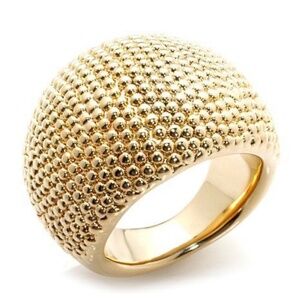 Modern Dome Ring Textured Cigar Band Gold Plated Bronze Size 6